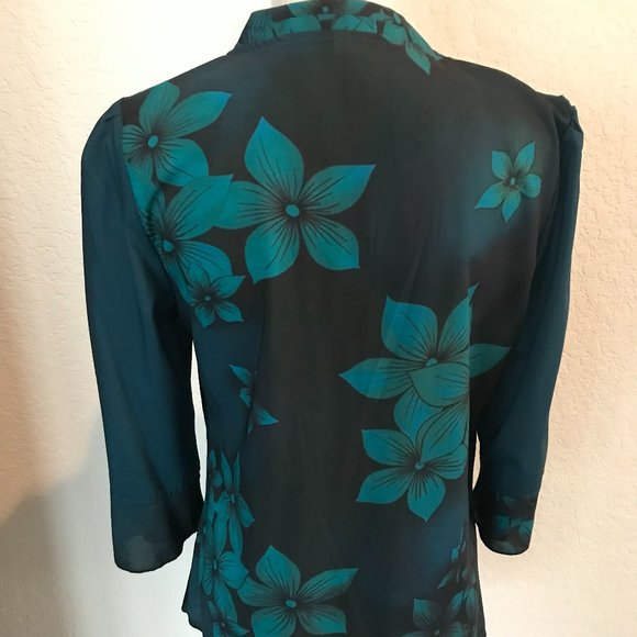 Teal Green Tunic Top with Peplum - M - Picture 2 of 10